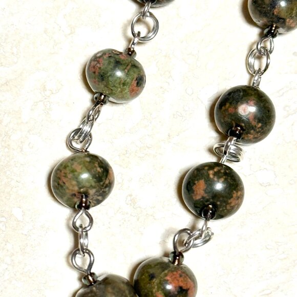 Genuine Jungle Green Unakite Necklace, Natural Gemstone Pendant Necklace - Picture 9 of 16